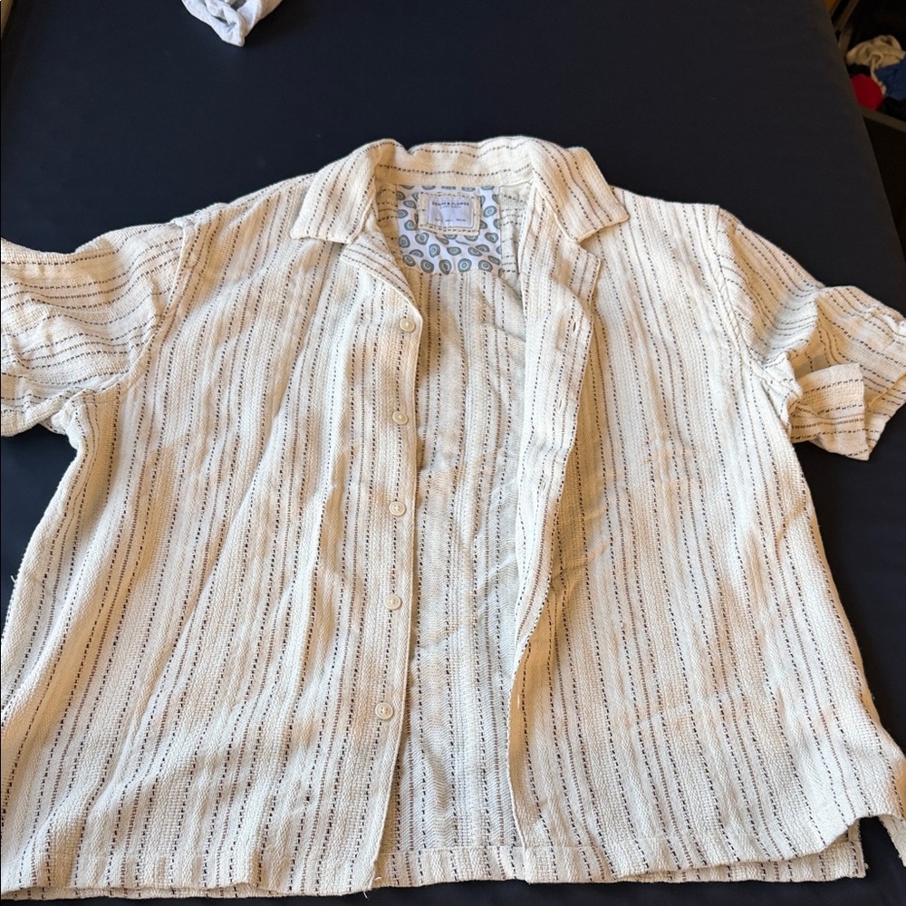 Denim & Flower Cream Textured Shirt